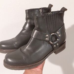 Frye Women's Black Leather Ankle Moto Boots Size 7
